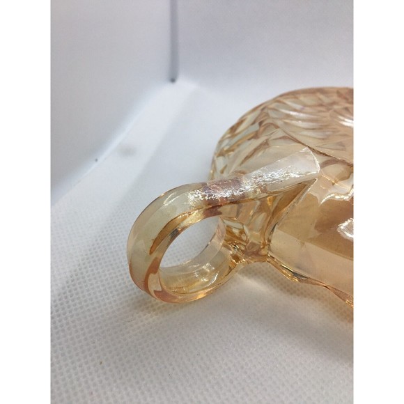 Vtg Carnival Pressed Glass Round Candy Dish Starburst Peach Jeannette Indiana - Picture 7 of 8